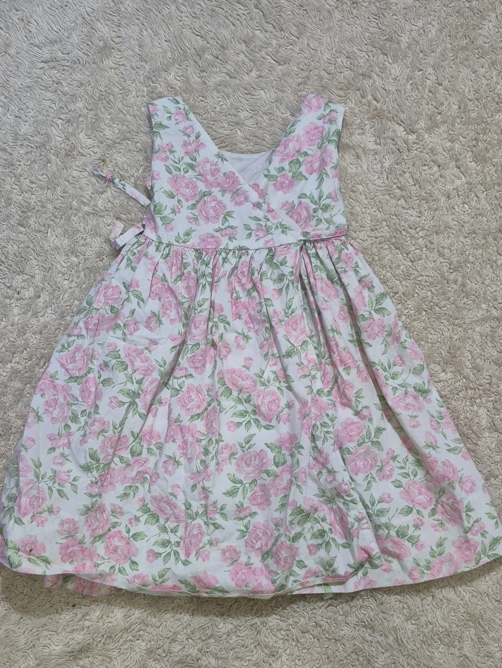 RALPH LAUREN Rose Print Wrap Dress 3T Cottagecore Toddler Girl Floral Sundress